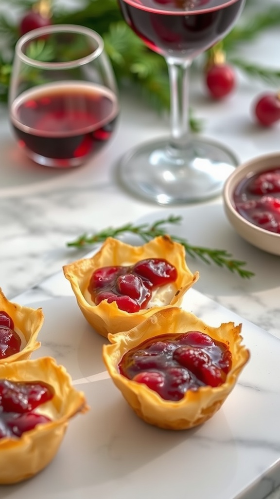 Air Fryer Cranberry Brie Bites with cranberry sauce and brie in crispy pastry