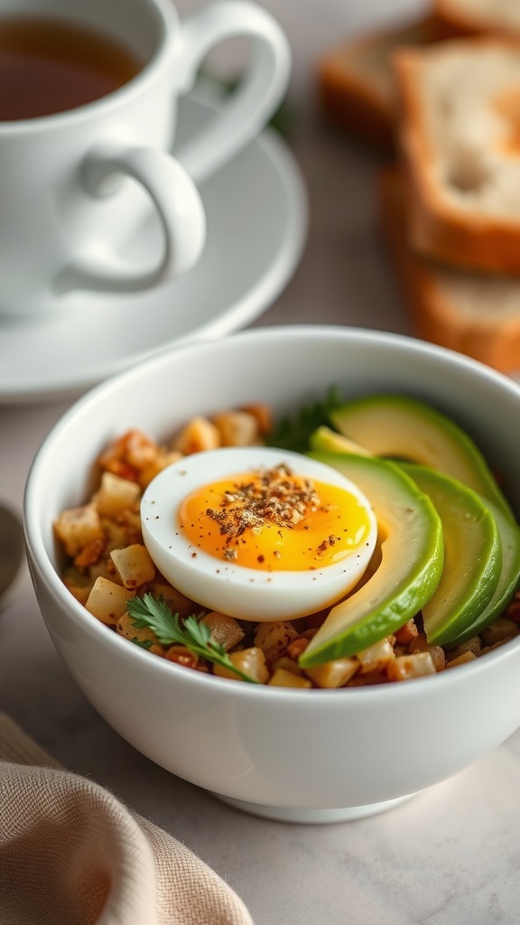 A wholesome Avocado and Egg Cottage Cheese Bowl with fresh ingredients