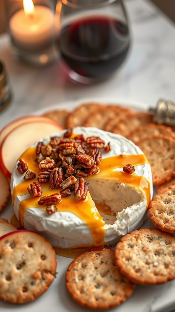 Baked Brie with Pecans and Maple Drizzle