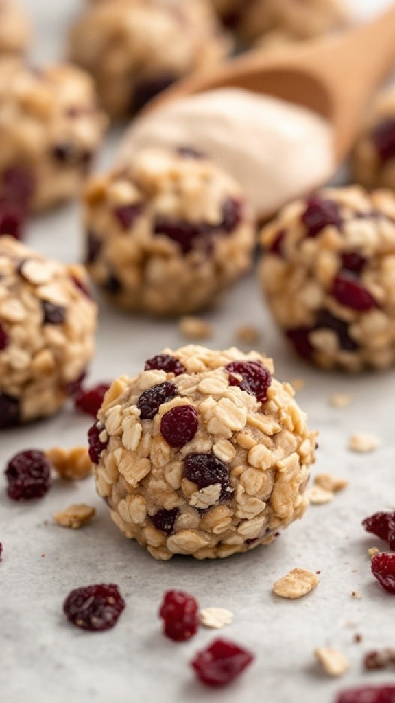 Cranberry Walnut Protein Balls with nuts and berries