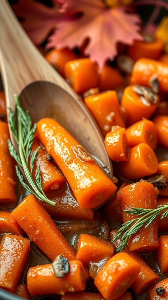 Crockpot glazed carrots with herbs