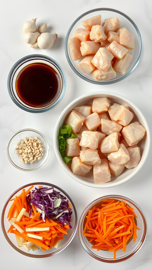 Ingredients for Teriyaki Chicken Wonton Taco Bowl