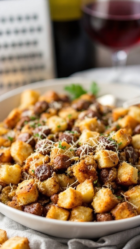 A delicious bowl of Italian sausage and fennel stuffing