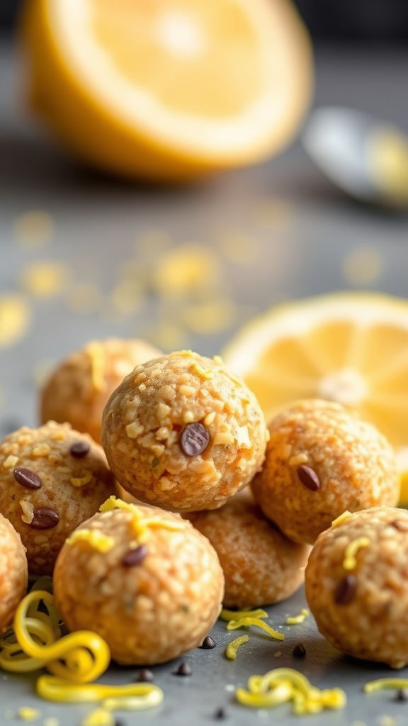 Lemon Poppy Seed Protein Balls ready to eat