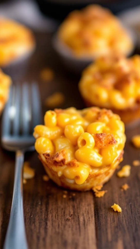 Mini Mac And Cheese Bites served in a muffin tin