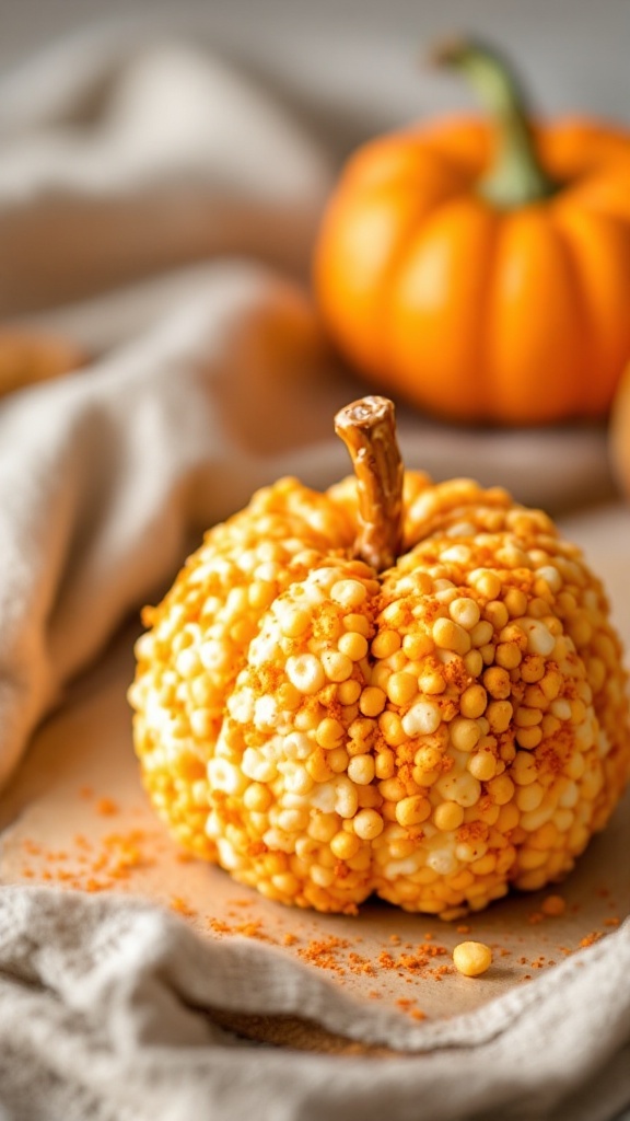Pumpkin-shaped cheese ball appetizer