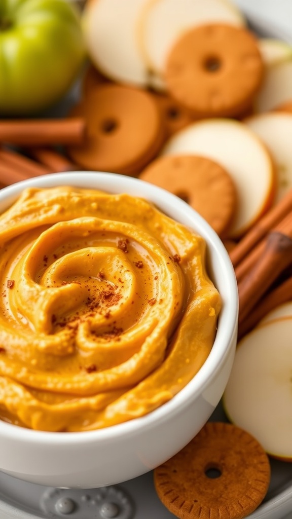 Pumpkin Cream Cheese Dip served with apple slices and cookies