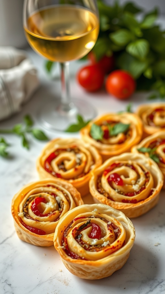 Tomato Pesto Puff Pastry Pinwheels