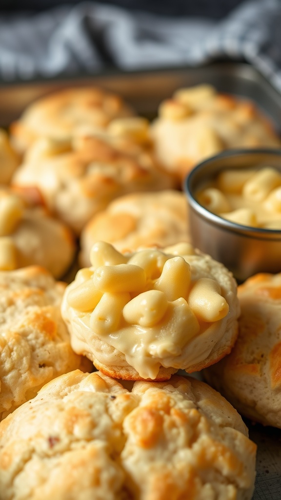 Truffle mac and cheese-stuffed biscuits