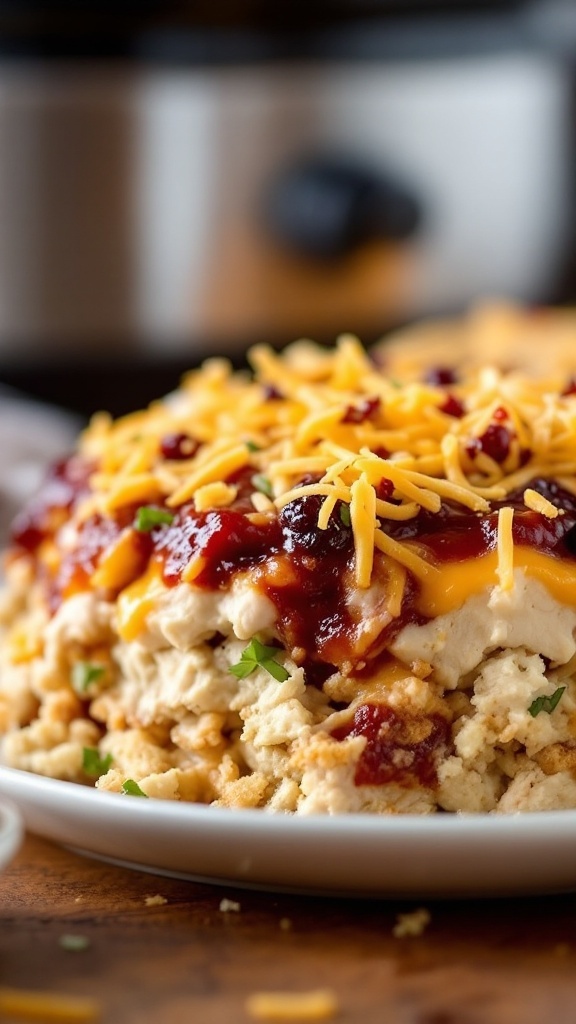 Creamy turkey dip with cheese, served with crackers