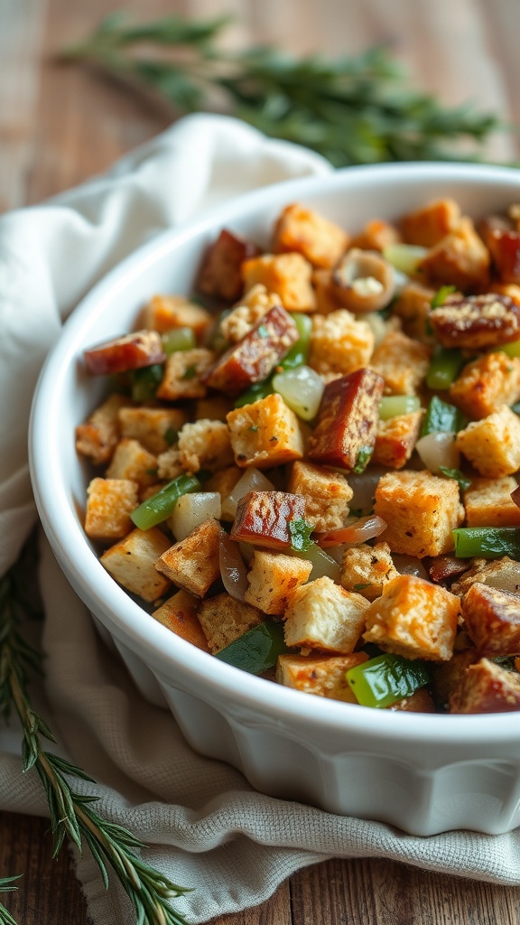 Vegan Sourdough Stuffing with vegetables