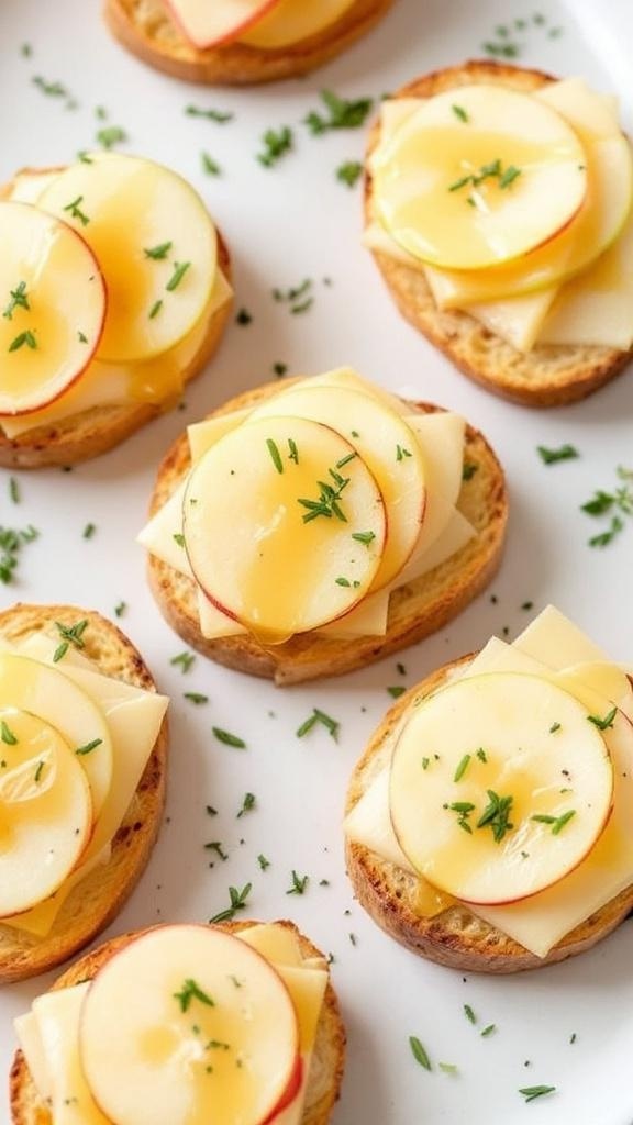 Apple and Cheddar Crostini on a platter