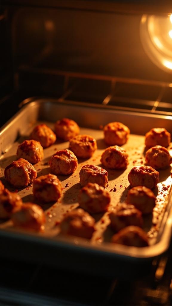 Baked Buffalo Chicken Meatballs in the oven