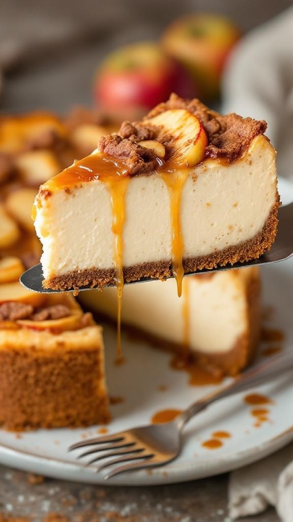 Irresistible Caramel and Cinnamon Apple Cheesecake