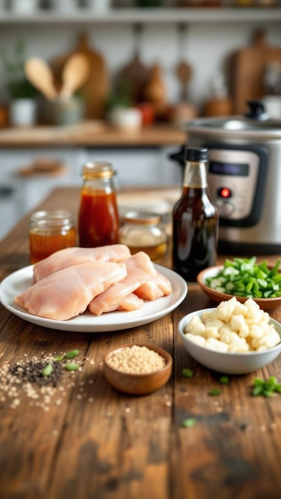 Ingredients for Slow Cooker Honey Garlic Chicken Thighs